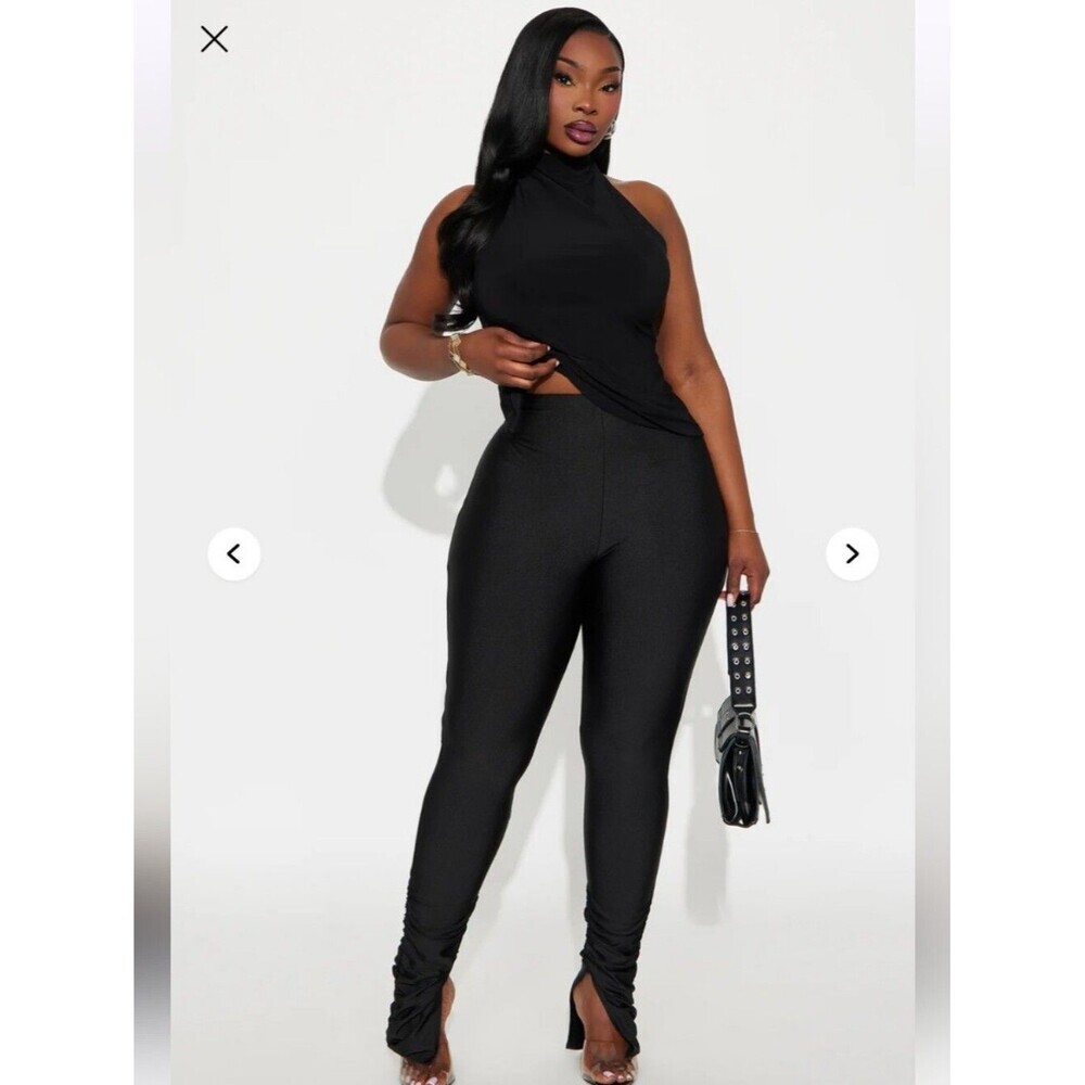 Fashion Nova Always Confident High Rise Tricot Ruched Legging - Black 1X (EUC)